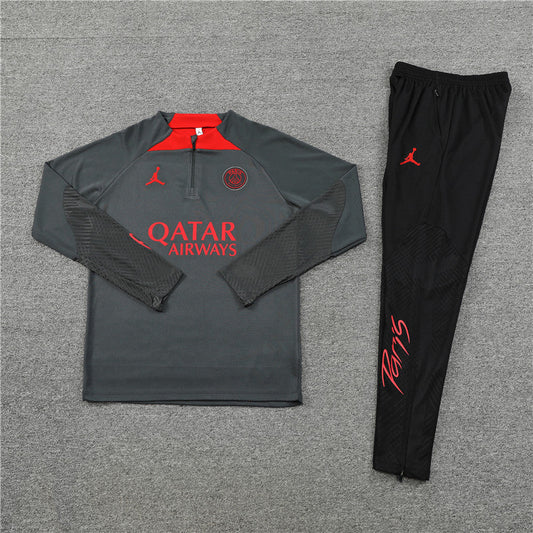 GREY & RED PSG TRACKSUIT